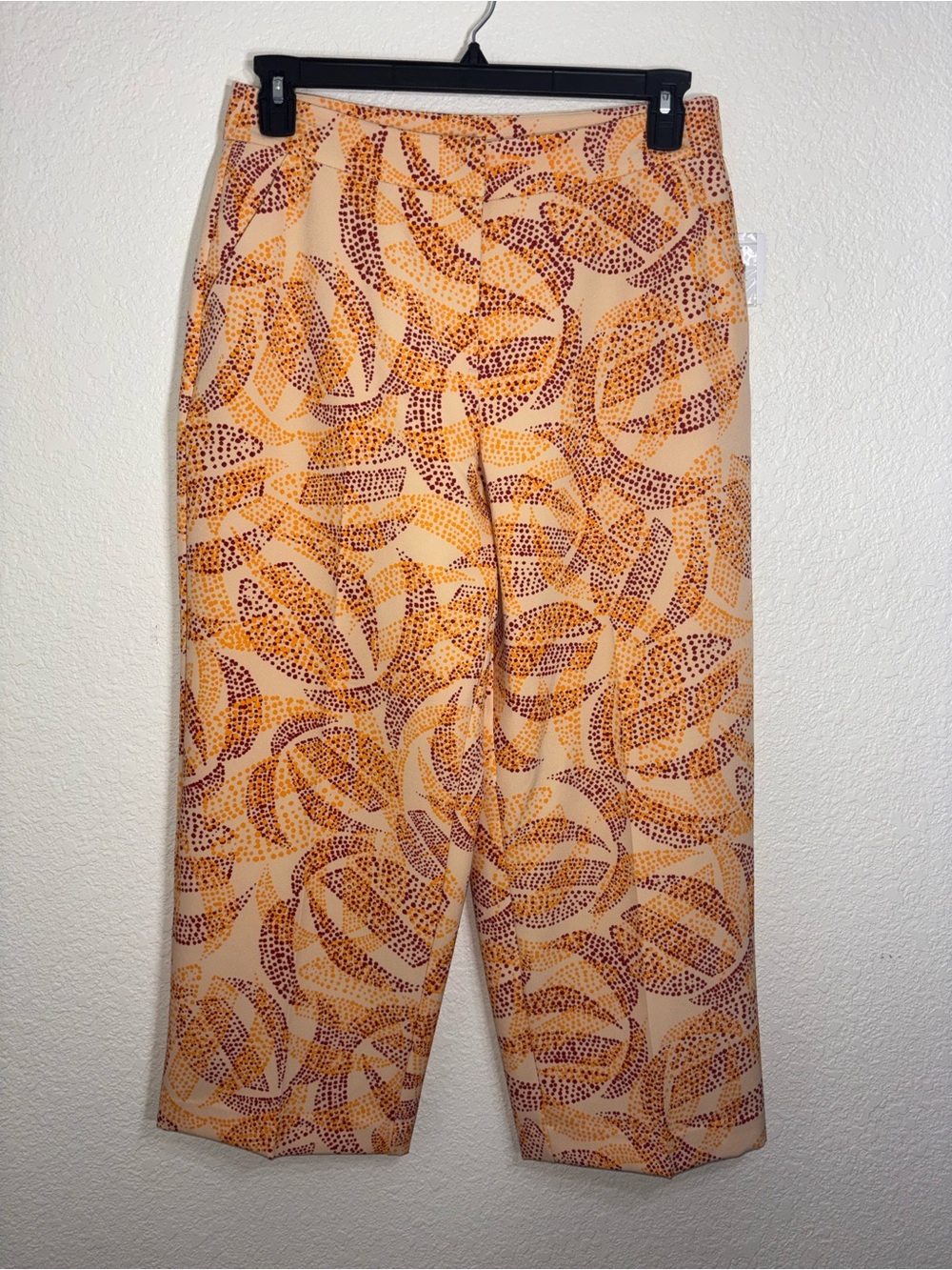 NWT Women’s Petite Ella Rafaella Peach and Rust Printed Straight Leg Pants